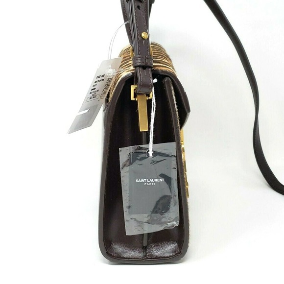Saint Laurent YSL Mini Cassandra Leopard Print Calf Hair Top Handle Bag Brown - Picture 6 of 11